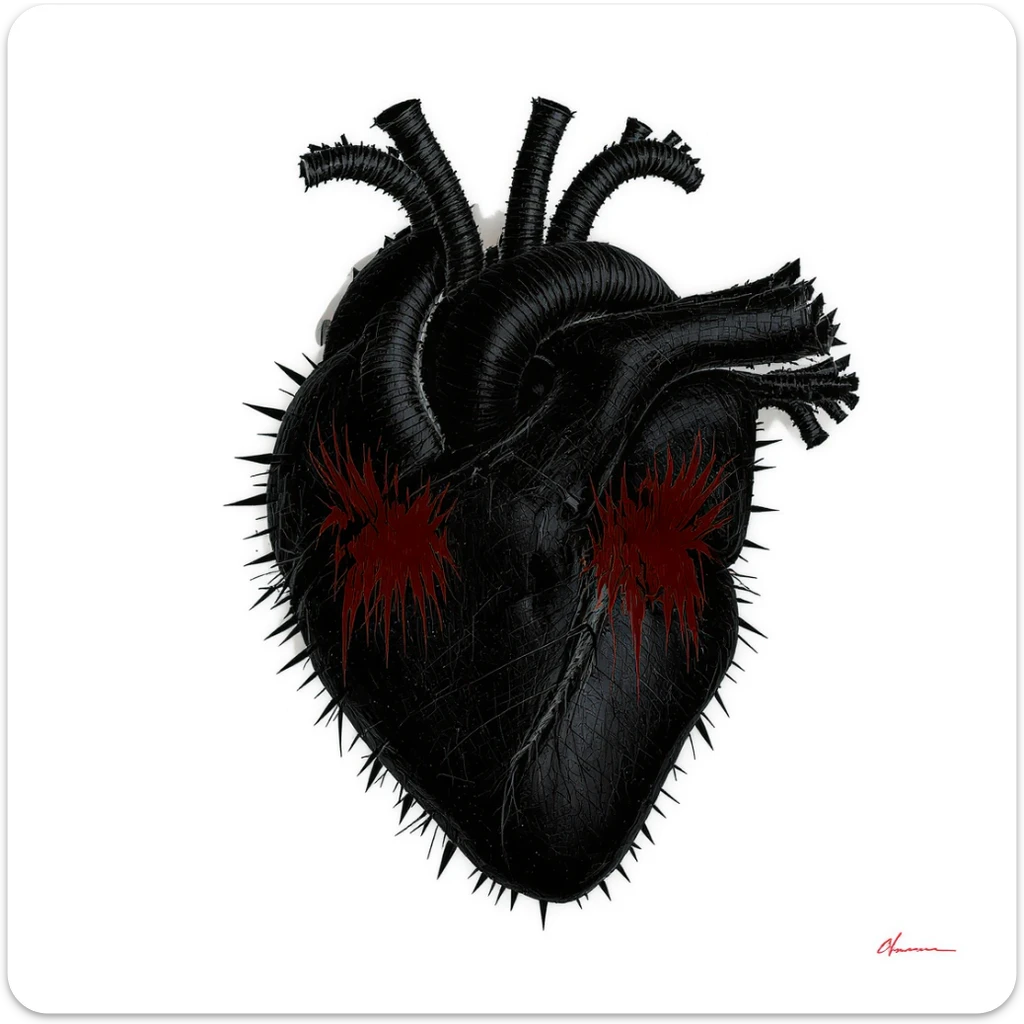emo heart with a spiked outline sticker