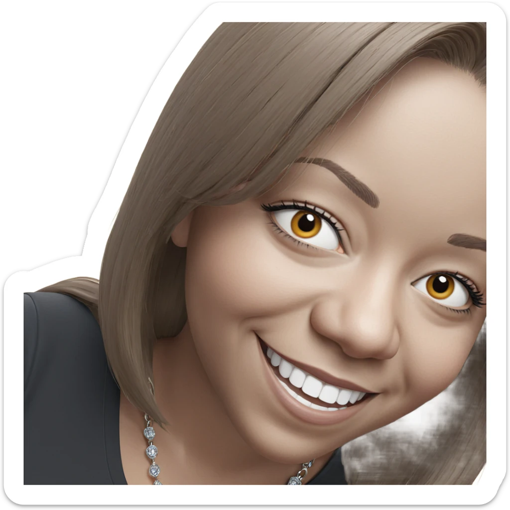 smiling girl in necklace portrait sticker