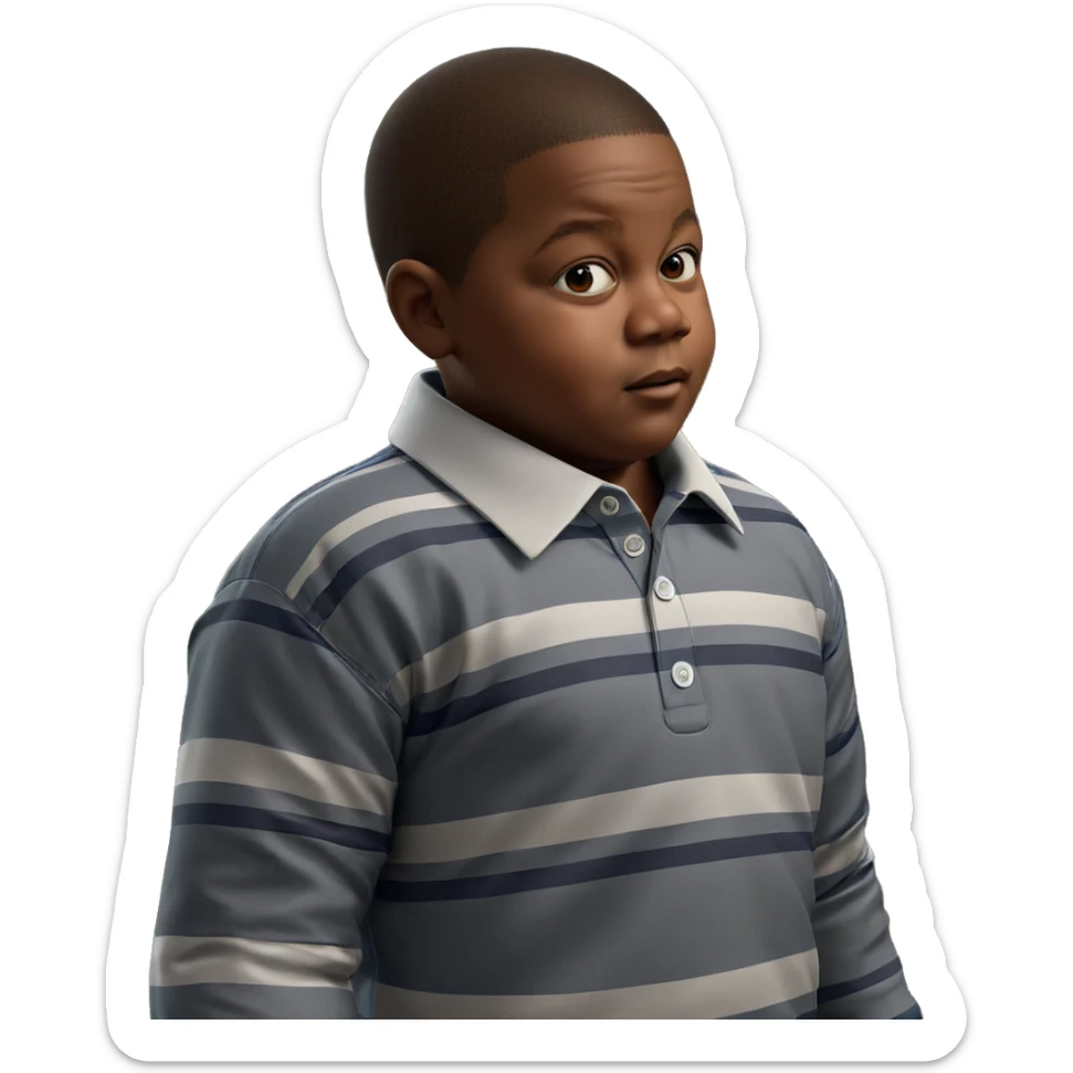 striped shirted boy indoors sticker