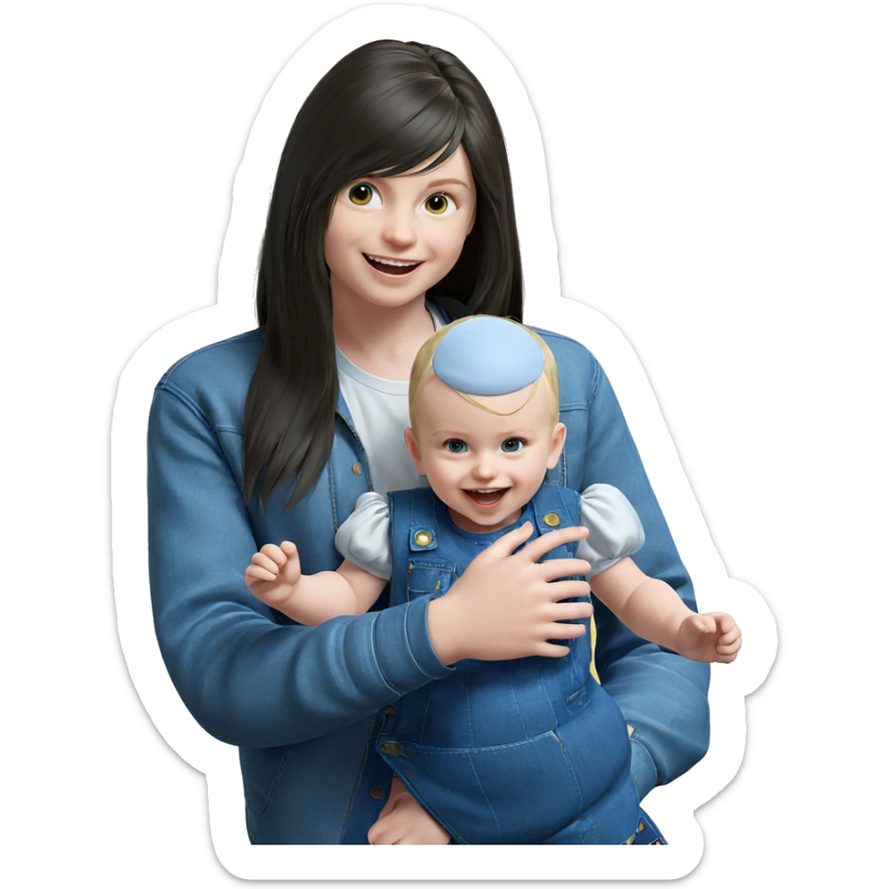 baby with long hair smiling sticker