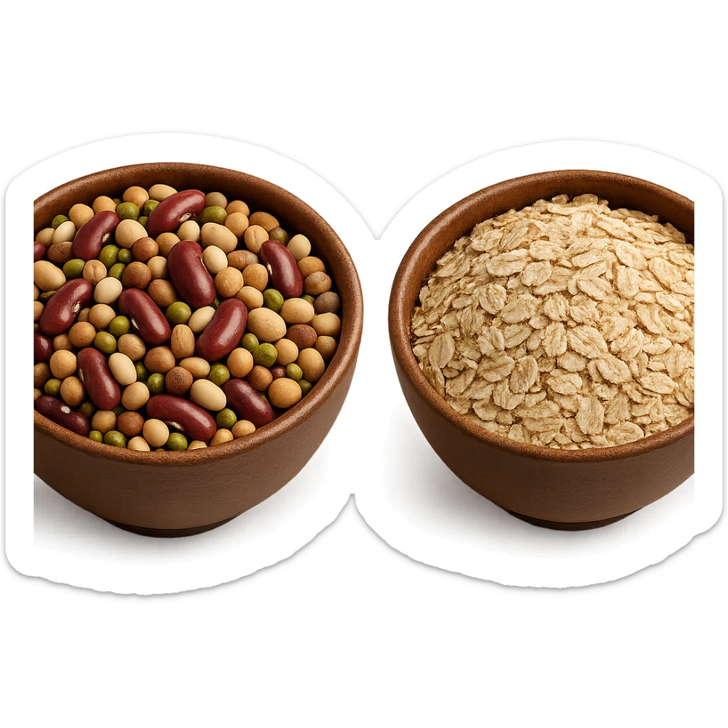 BOWL DI LEGUMI INSIEME A BOWL DI FIOCCHI DI AVENA,  iperrealistico 4k sticker