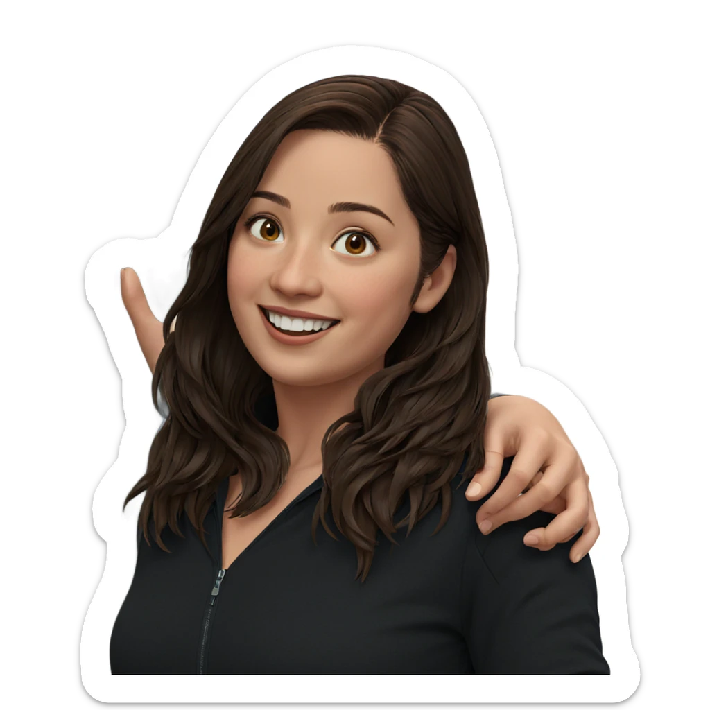 smiling girl with brown hair sticker