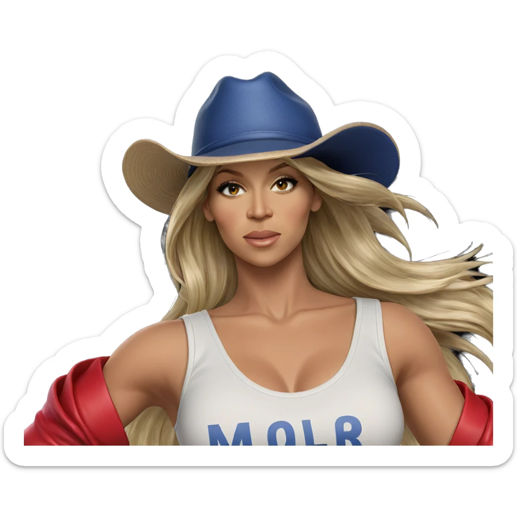 realistic blonde girl in hat sticker