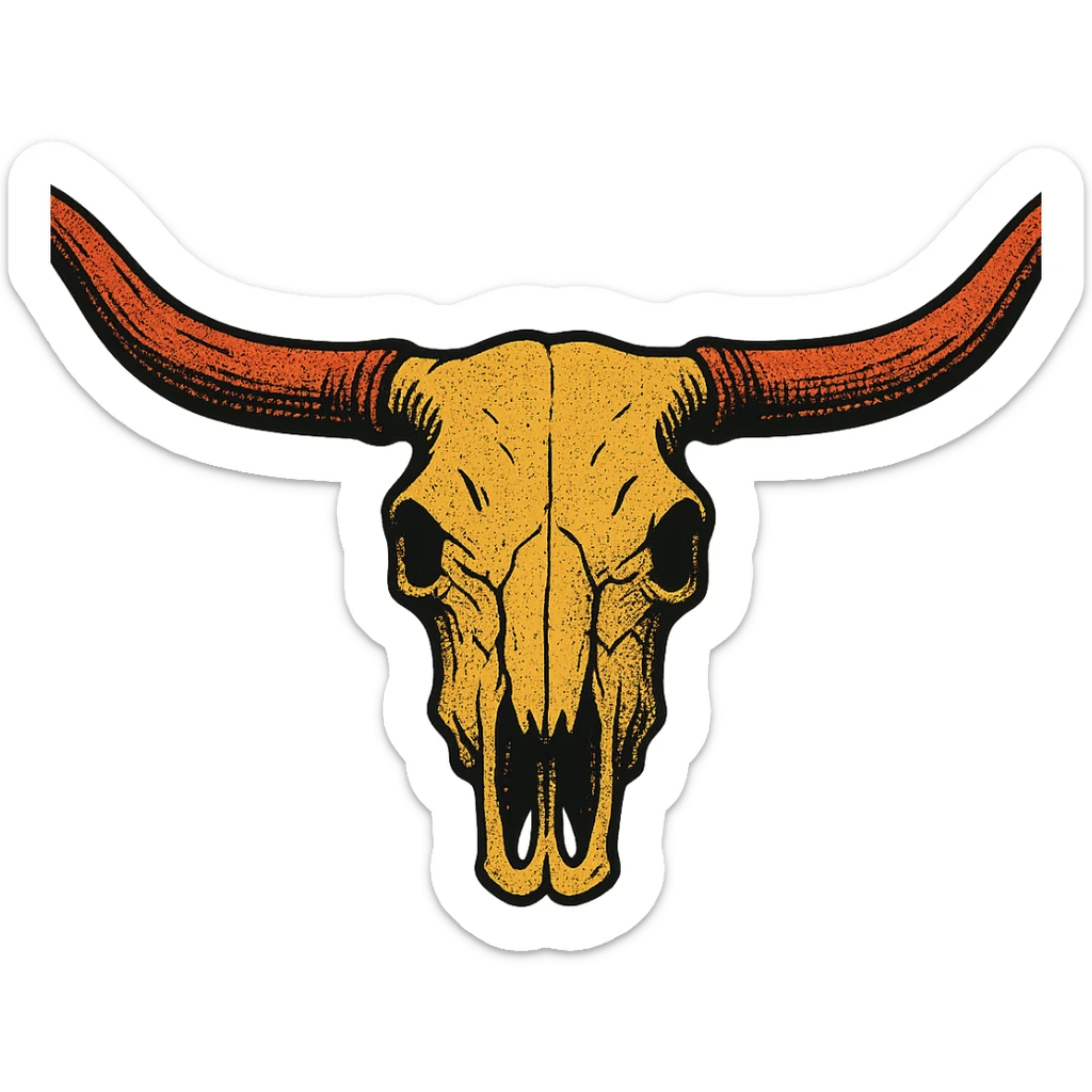 Make a copy of this wide Texas Longhorn skull  sticker