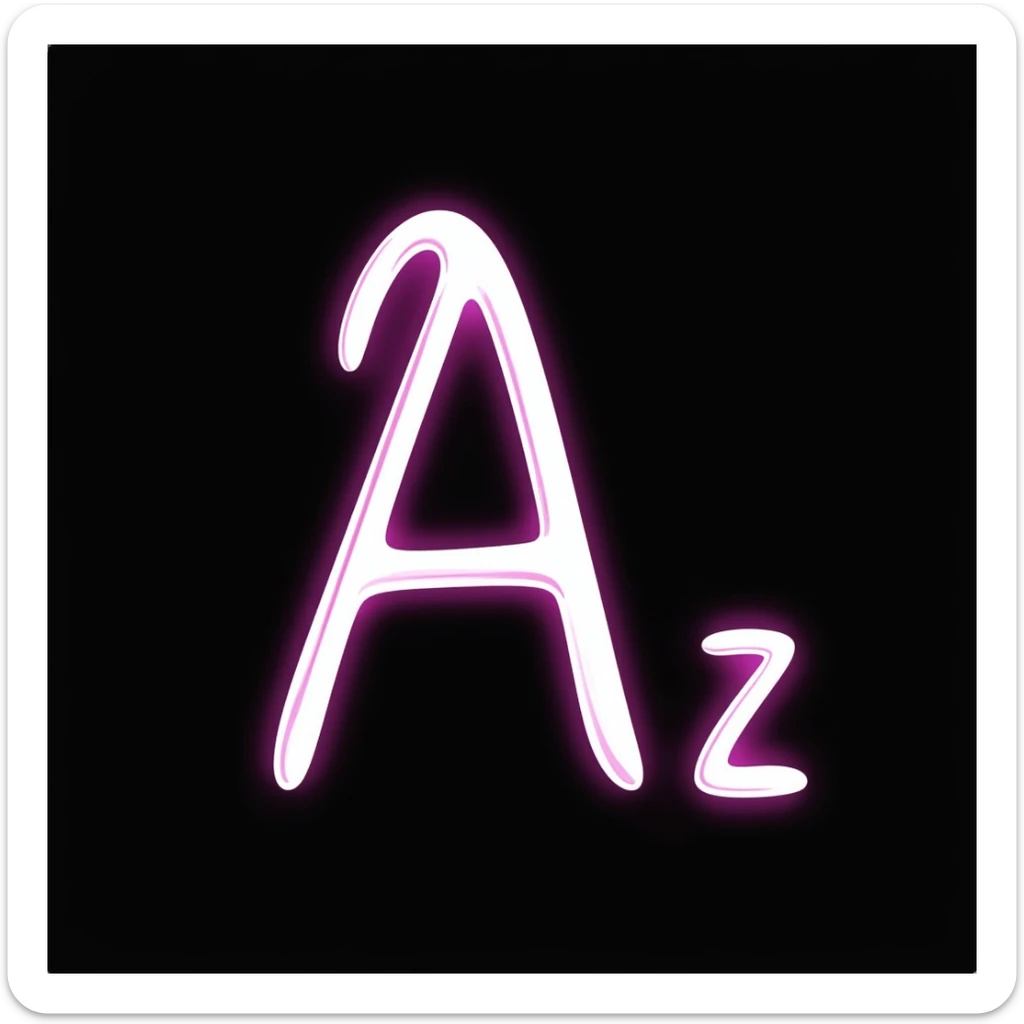 Capital letter A with neon glowing effect sticker