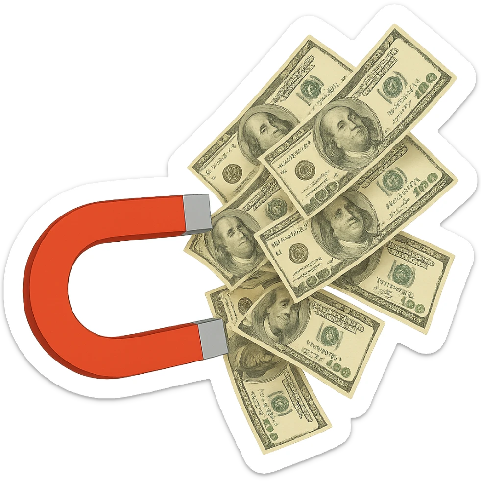 banconote attratte da una calamita rossa sticker