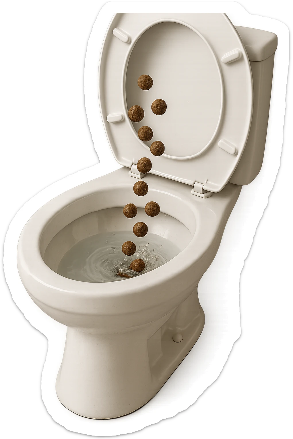 wc realistico con feci a palline che ci cadono dentro, iperrealistico 4k
 sticker