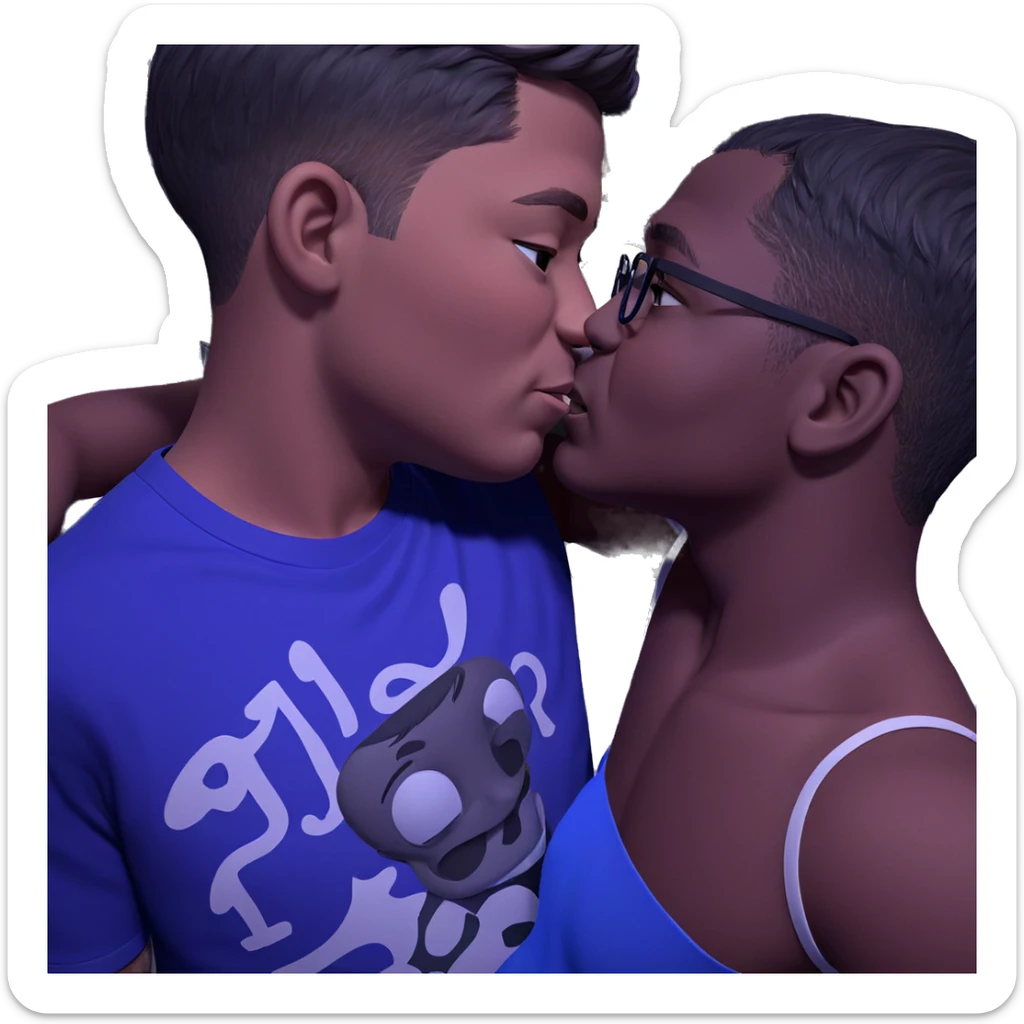 intimate moment between boys sticker