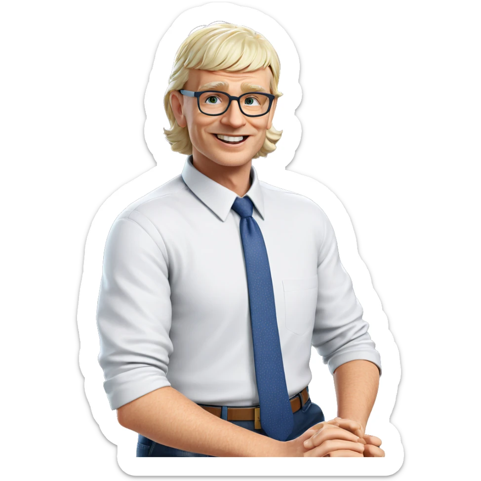 smiling elderly man in shirt sticker