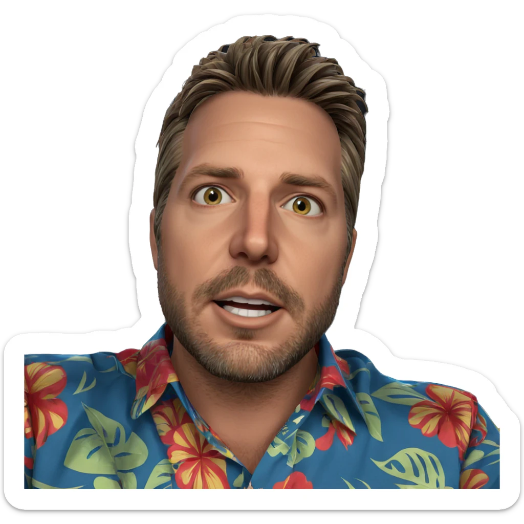 bearded guy in hawaiian shirt sticker