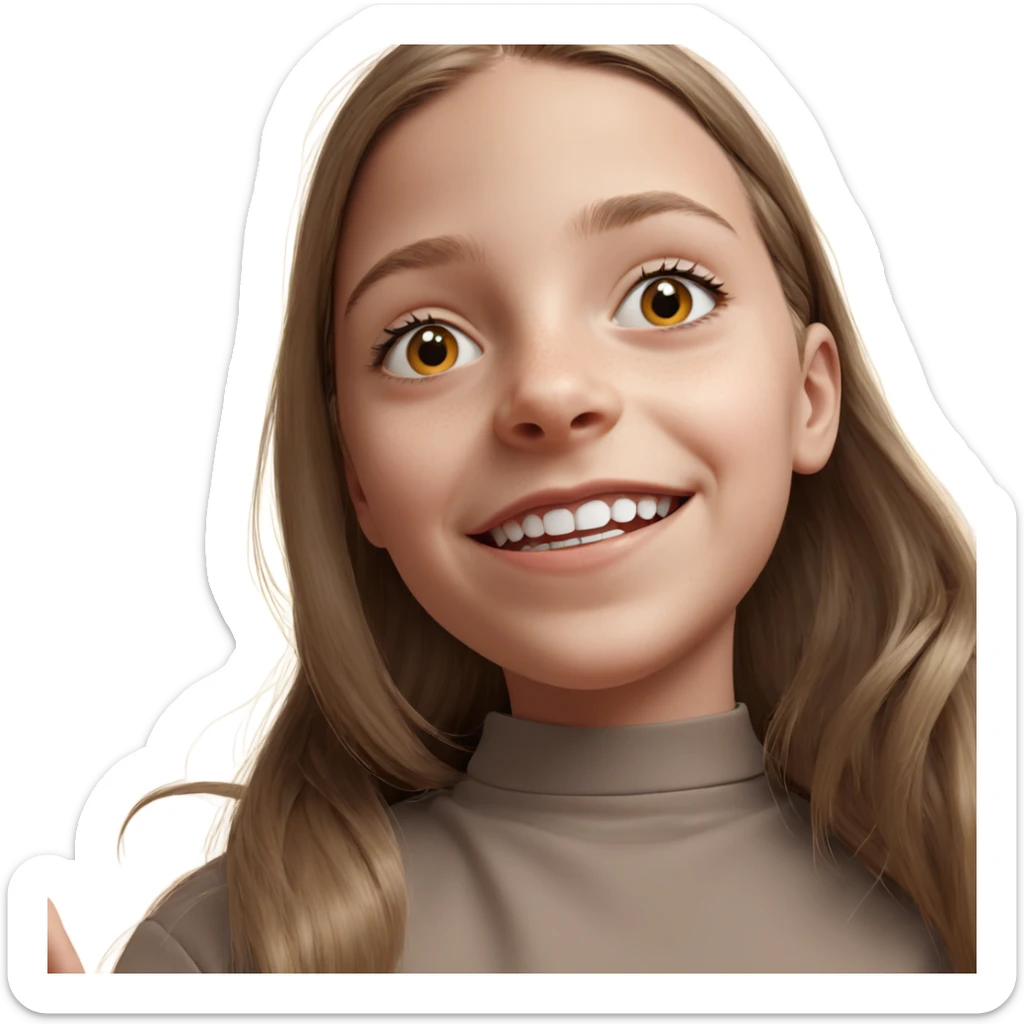 smiling girl portrait with long hair sticker