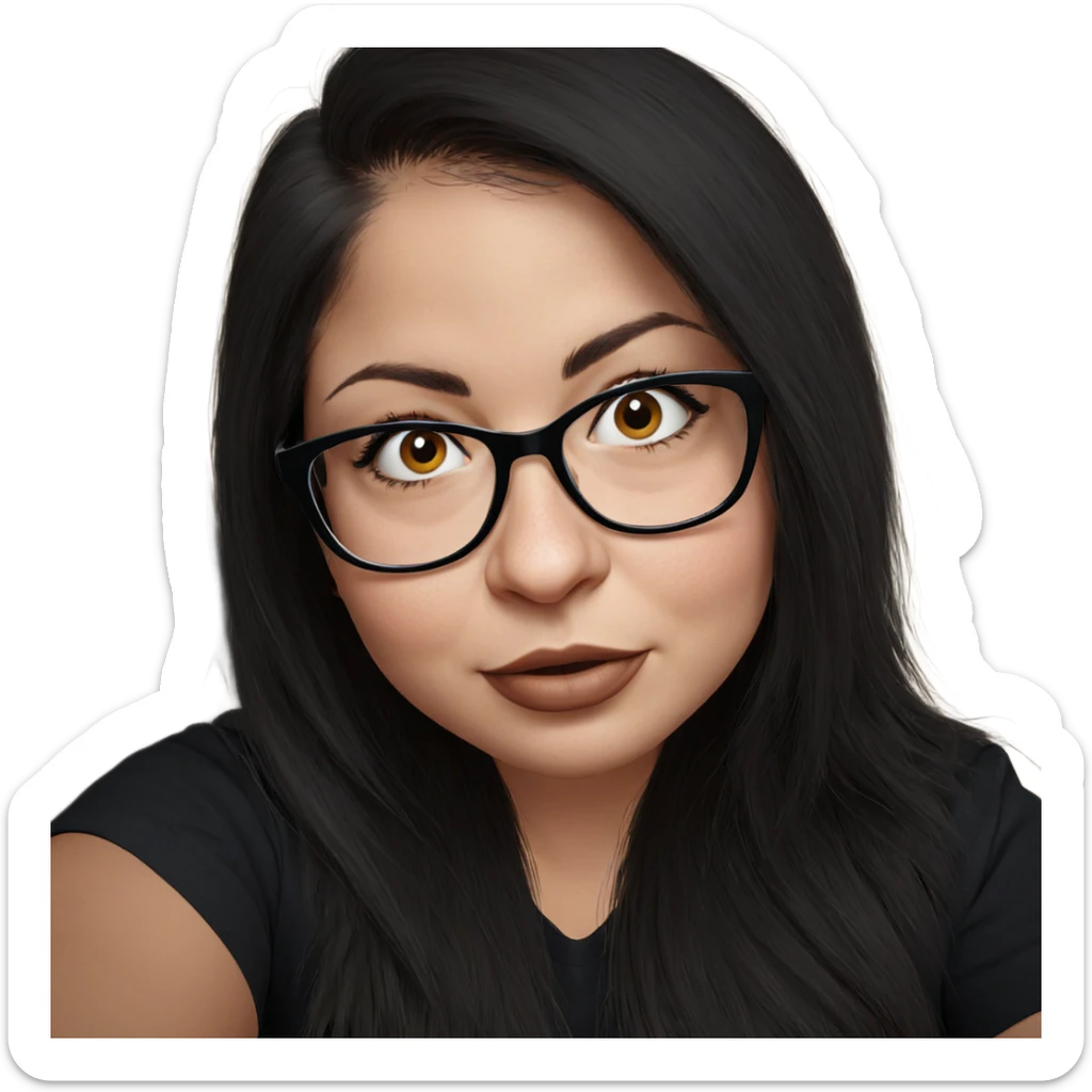 girl with black glasses portrait sticker