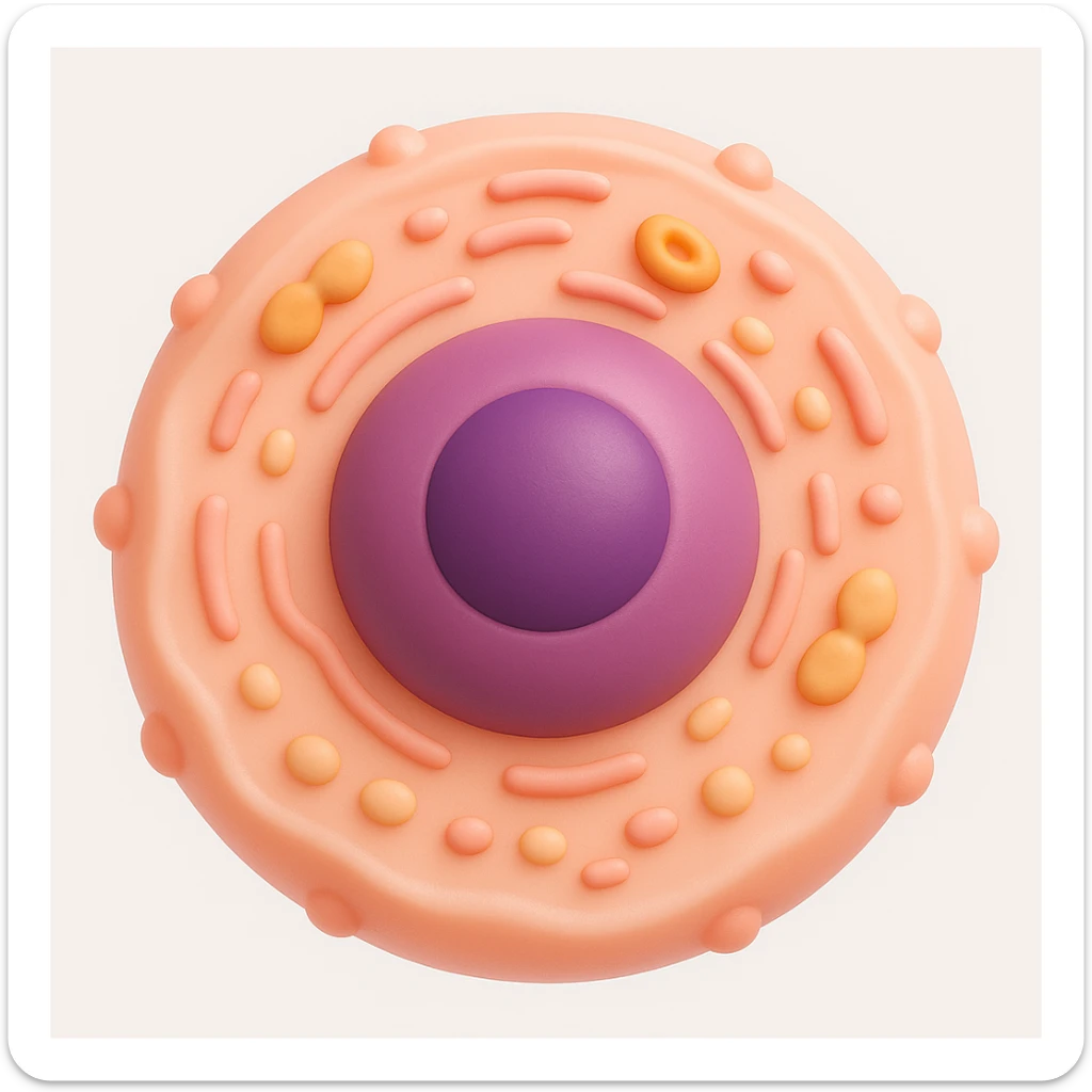 Make the human cell with a prominent nucleus detail in the style of microsoft style 3d fluent emojis sticker