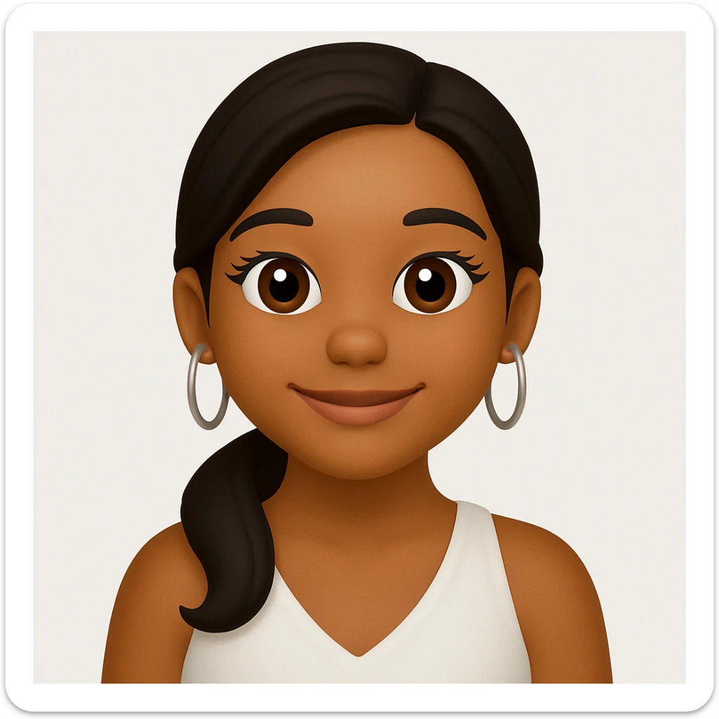 turn the second man in emoji style of the 1st image, match the facial features and match dressing style of the 2nd image, she is wearing white tank top lose sticker