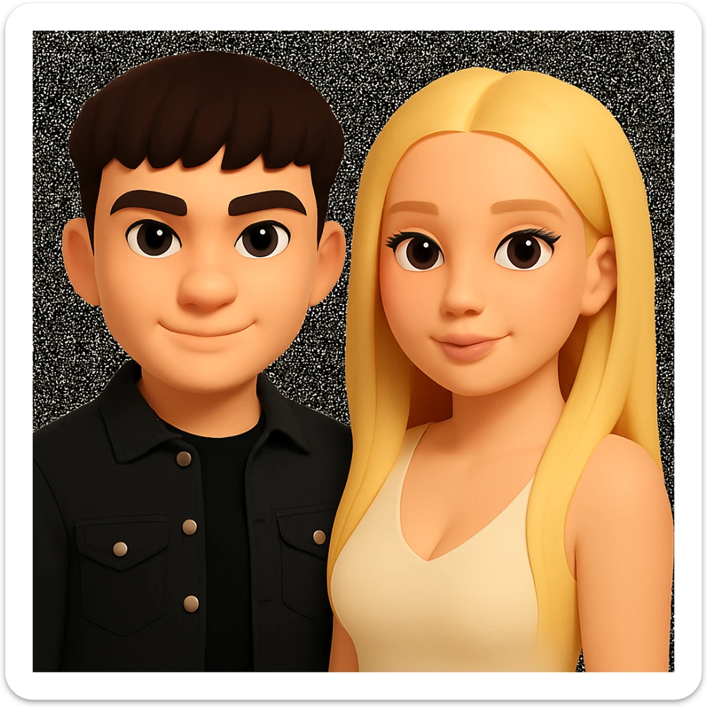 Slightly increase the volume of the upper body of the girl, slightly turn her to face forward, and make the skin color uniform. Maintain the cartoonish 3D style in the edit. sticker