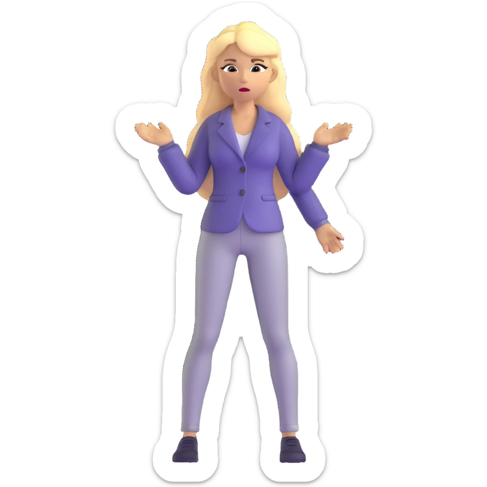 furious blonde teacher full body no glasses, long blonde hair sticker