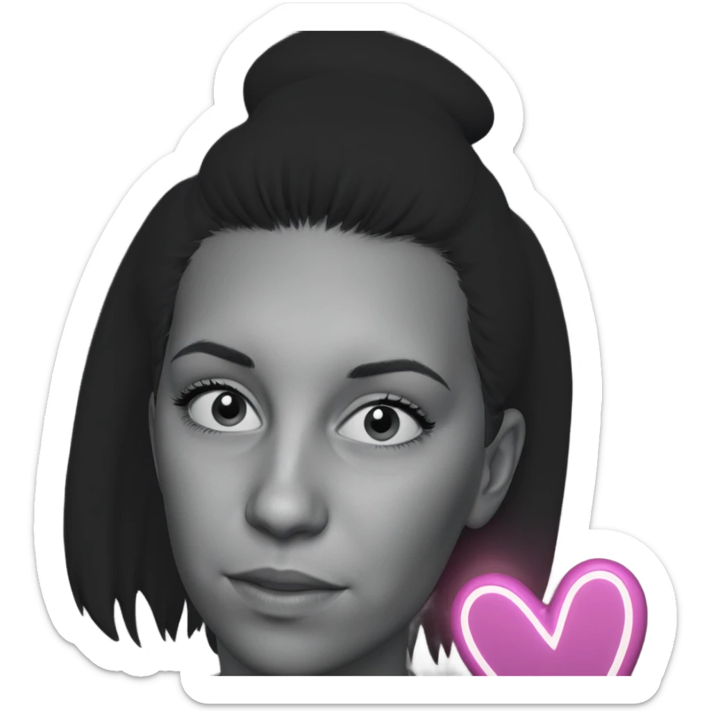 monochrome girl with heart sticker