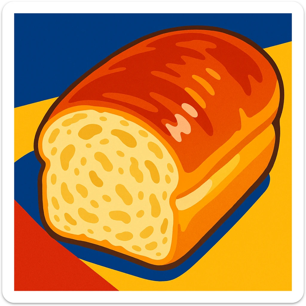 A close-up of a Brioche Pasquier pain au lait, showing its pillowy interior and glossy crust, in a vibrant, mouthwatering illustration. sticker