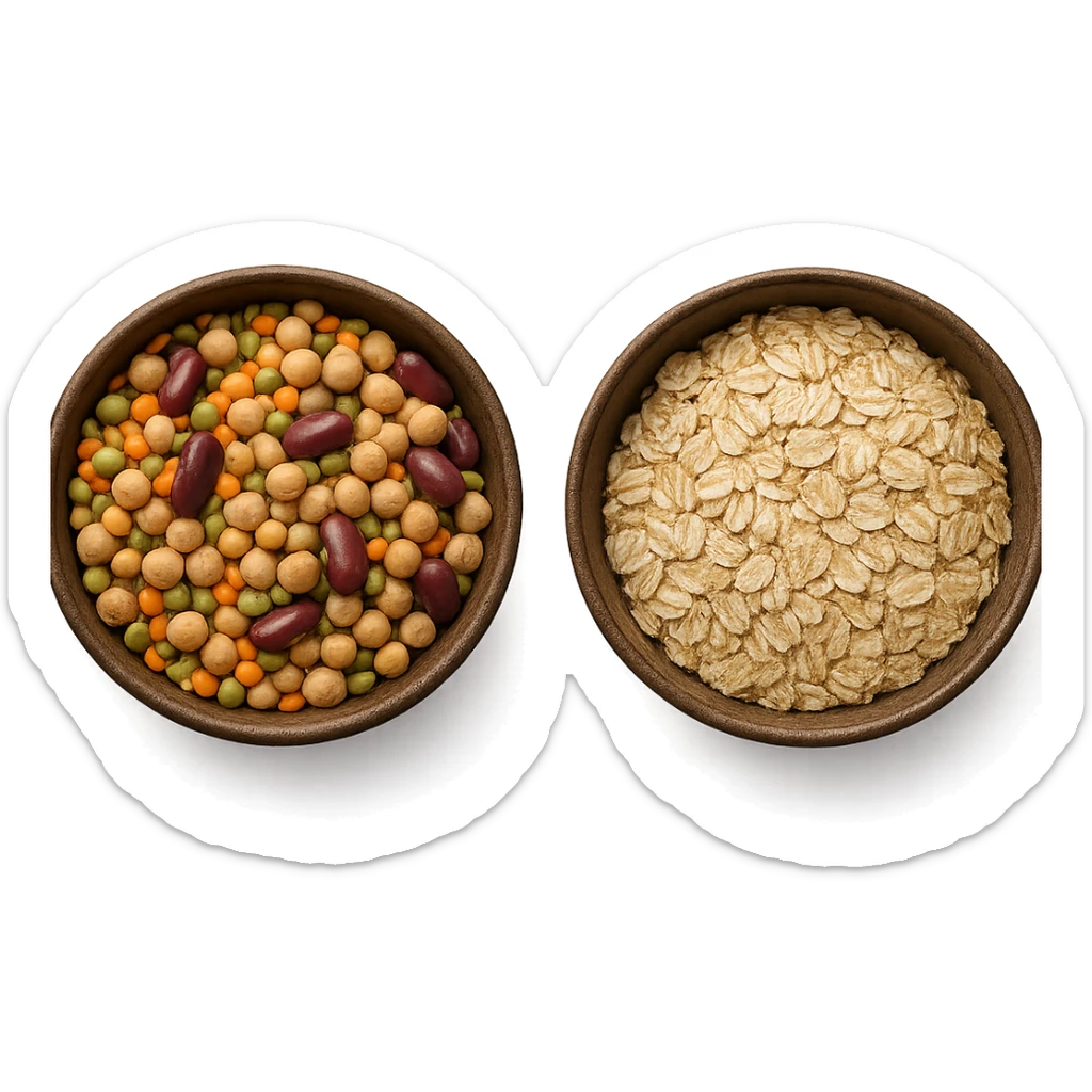 BOWL DI LEGUMI INSIEME A BOWL DI FIOCCHI DI AVENA,  iperrealistico 4k sticker