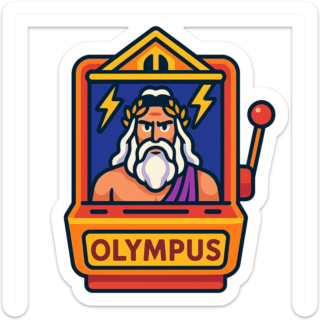 Gates of Olympus slot machine emoji featuring a golden gate, lightning, and Zeus in a vibrant, eye-catching style sticker