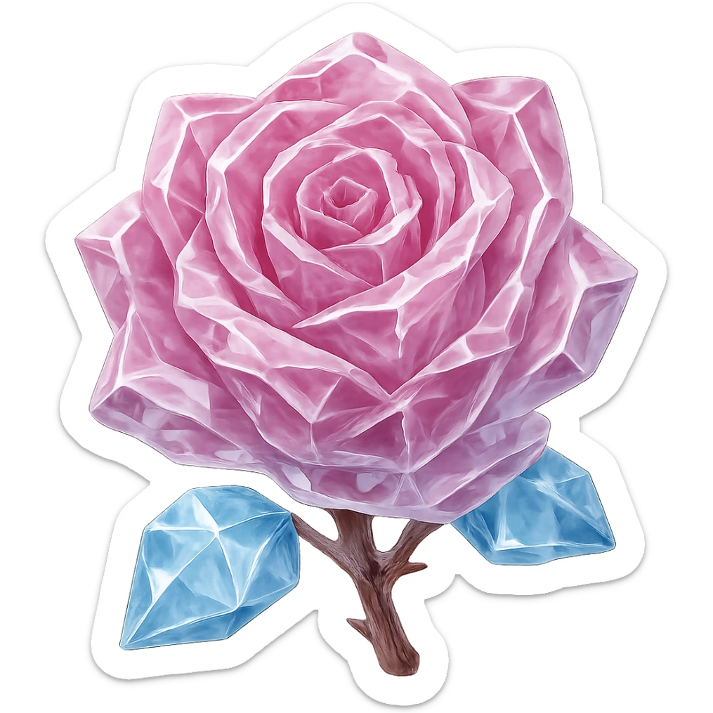 Make the rose made of ice pink in the style of emoji (apple style emojis). Remove the background. sticker