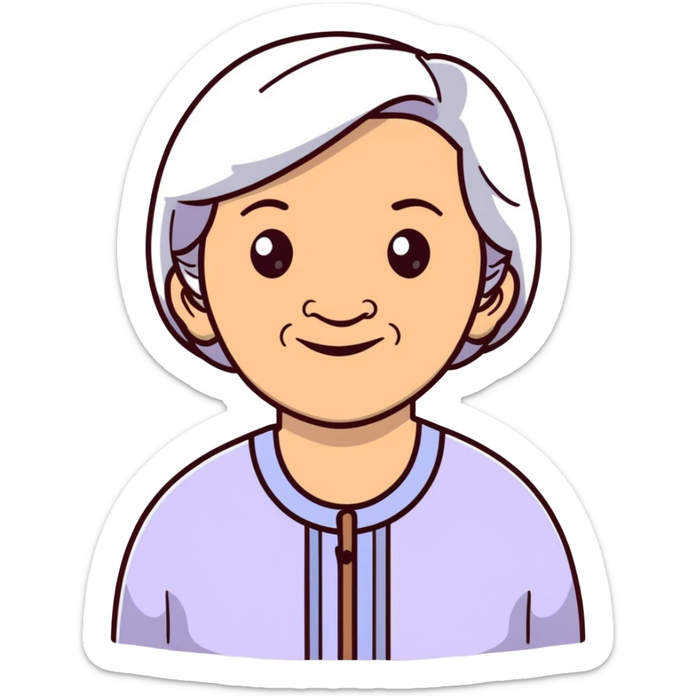 warm smiling grandmother with straight hair and brown eyes sticker