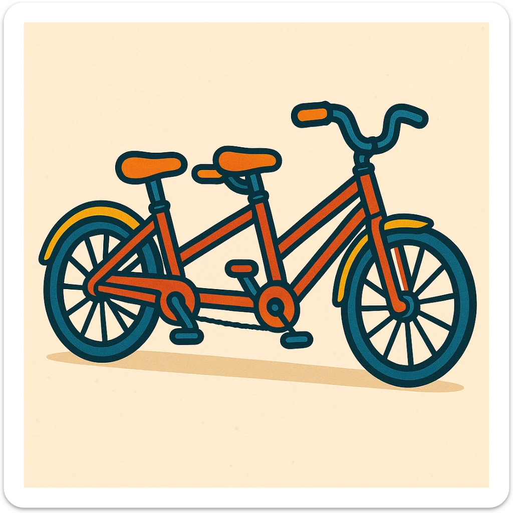 Remove the basket from the tandem citybike, keep playful cartoon style. sticker