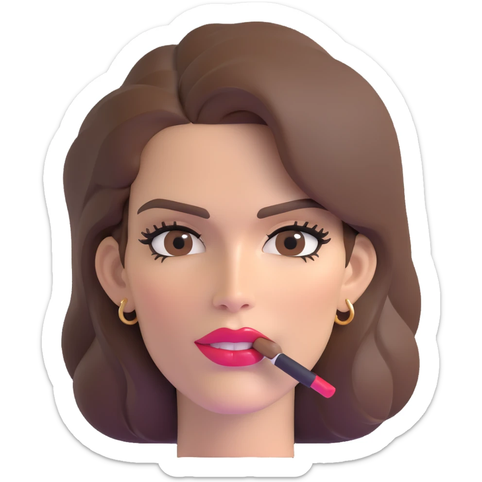 Cindy Crawford legendary supermodel with beauty mark above her lip, brown hair sticker