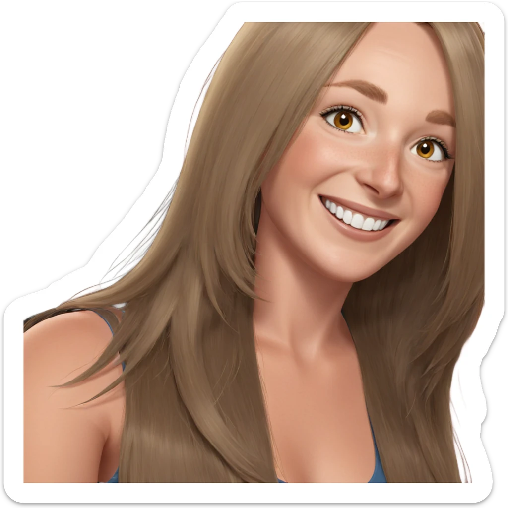 smiling girl with long hair sticker