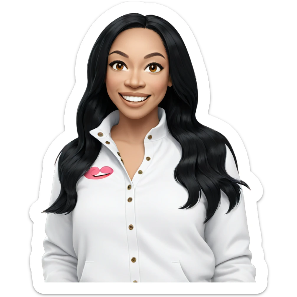 smiling girl with black hair sticker