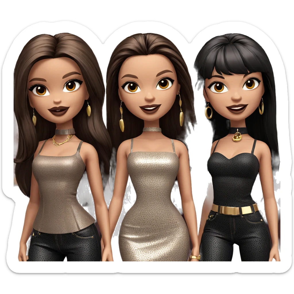 three stylish girls together sticker