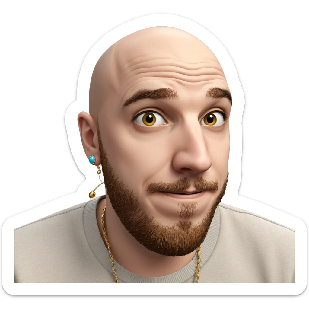 bald man with jewelry photo sticker