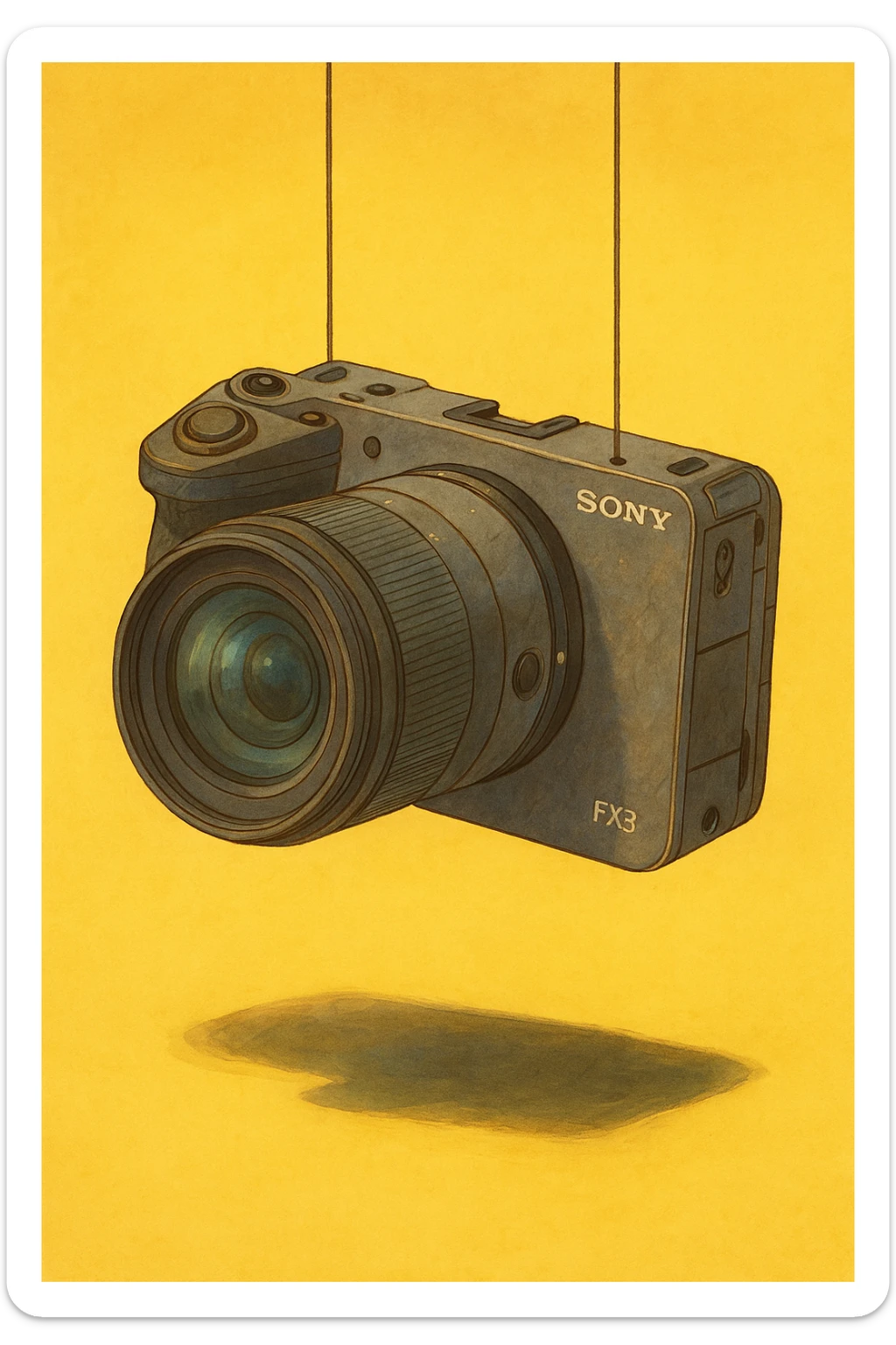 xuddi mana shu sariq mashina o'rniga sony fx3 kamerasini qo'yib o'zgartirib ber sticker