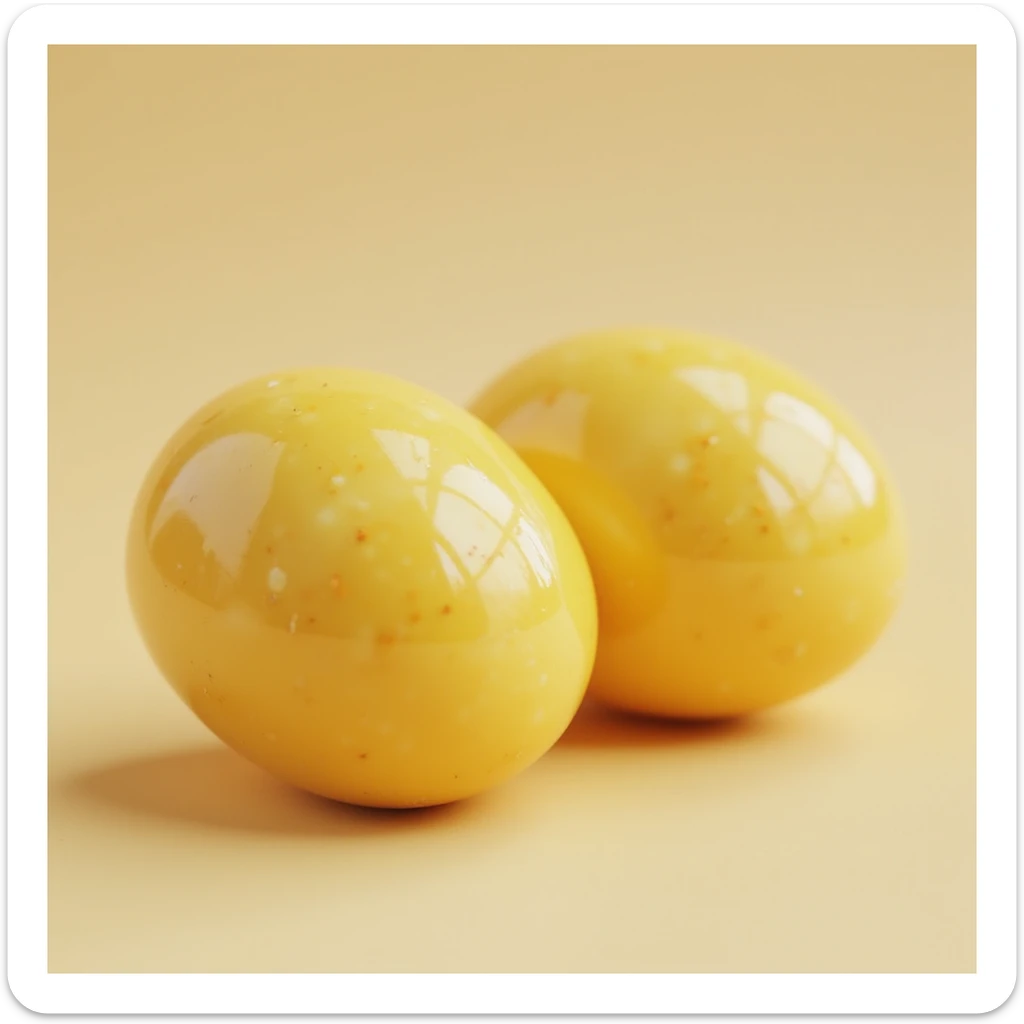 two yellow fat cells (adipocytes) hyperrealistic 3d, no background, slightly different arrangement sticker