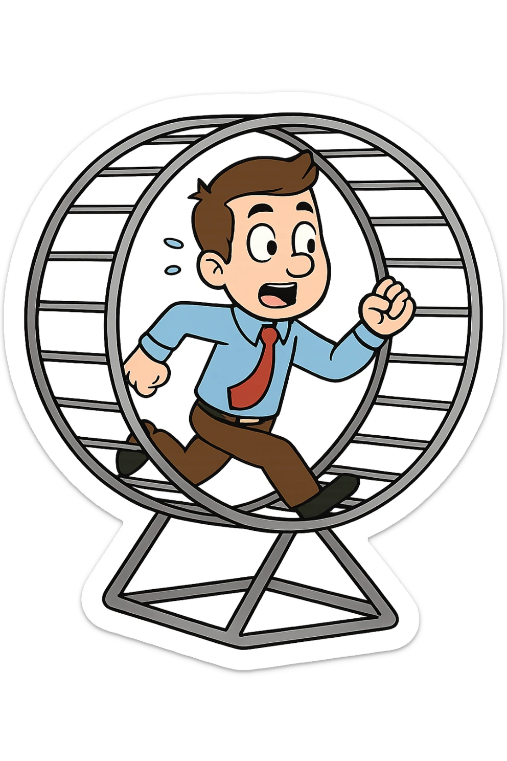 Uomo che corre dentro la ruota del criceto sticker