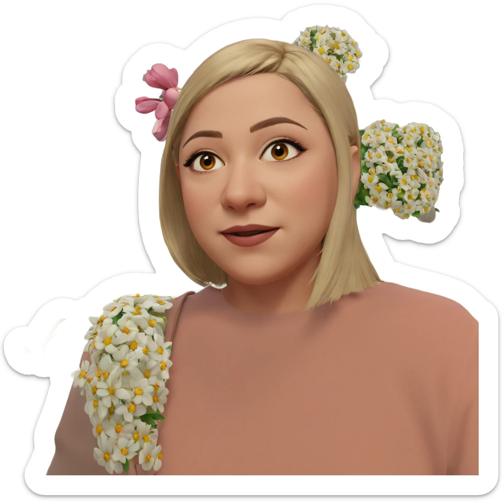 girl with flower gazing sticker