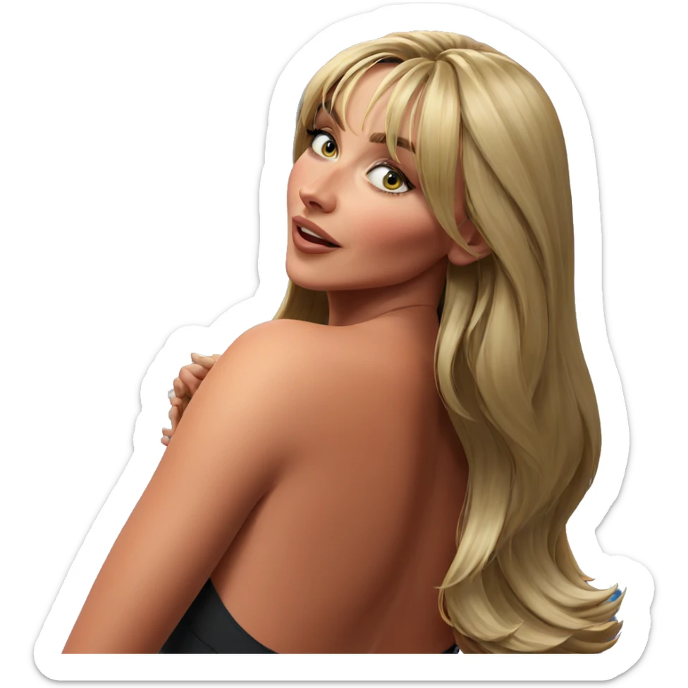 blonde girl looking back sticker