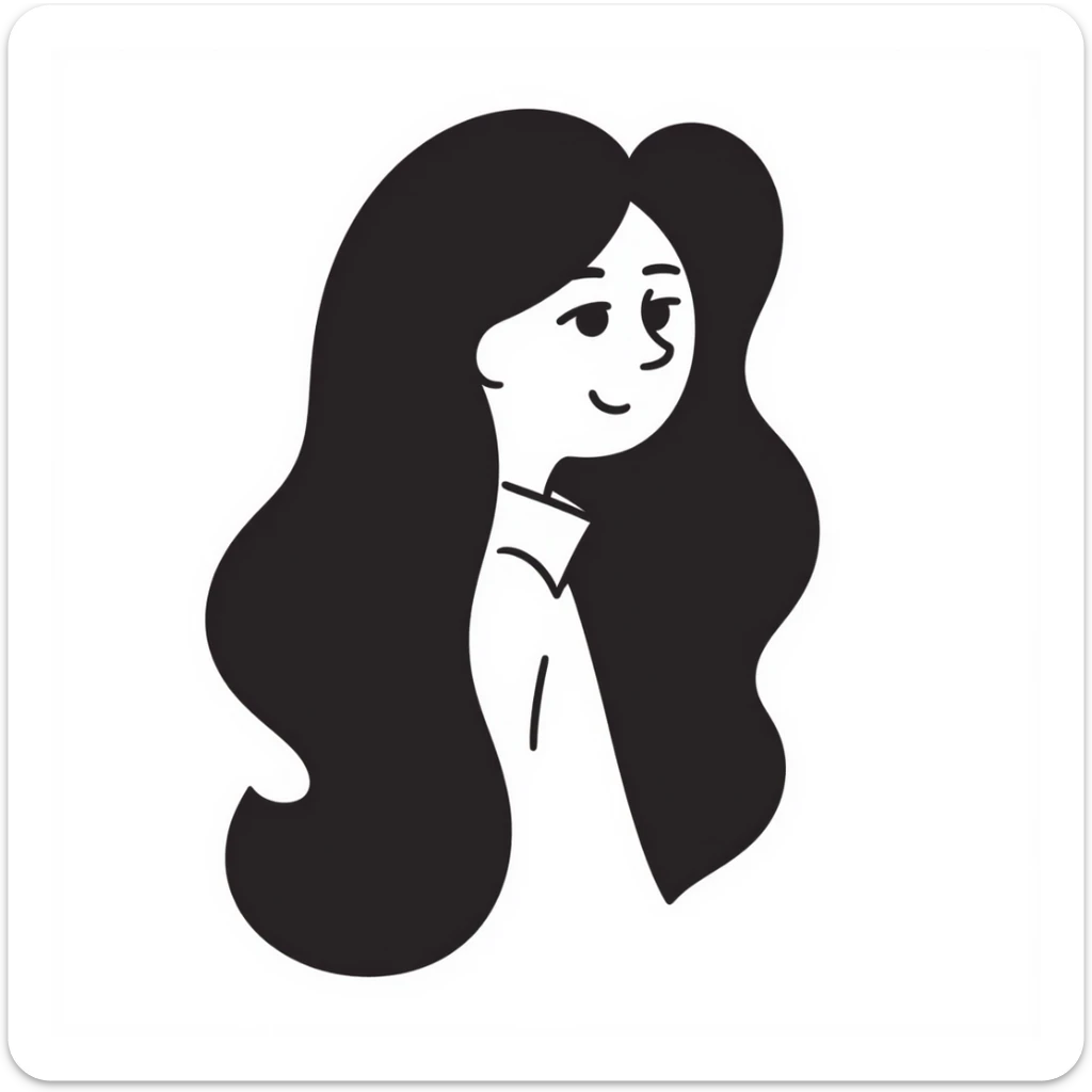 Simple sketch of a woman with flowing hair sticker