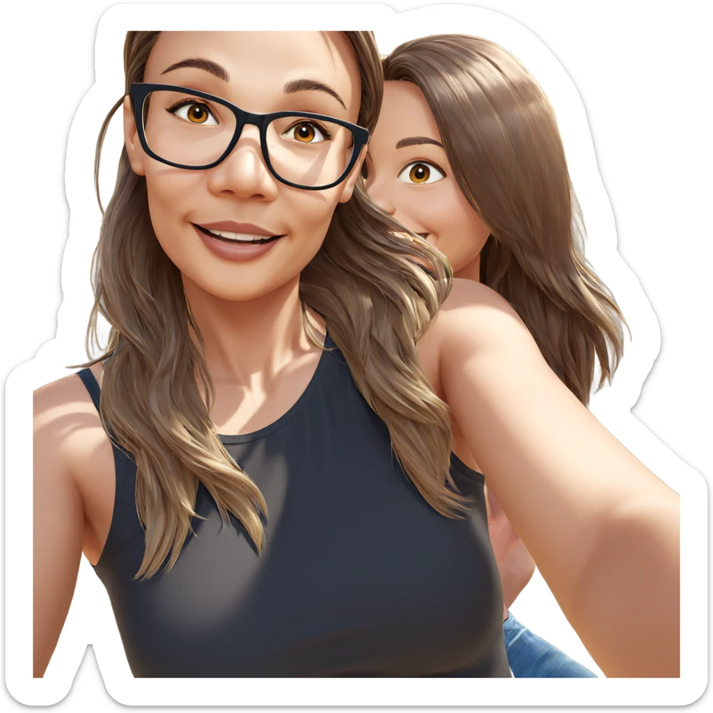 smiling girls in sunlight sticker