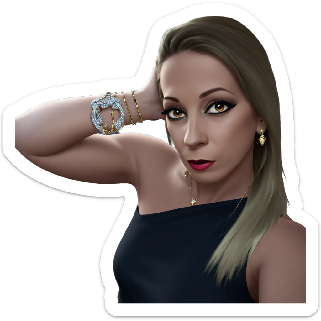 girl in car with jewelry sticker