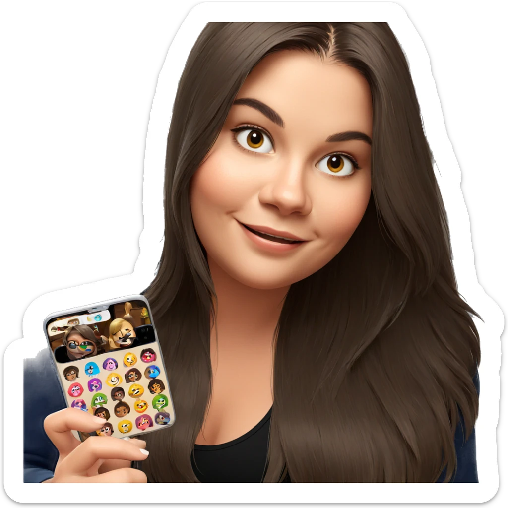 smiling girl with cellphone indoors sticker