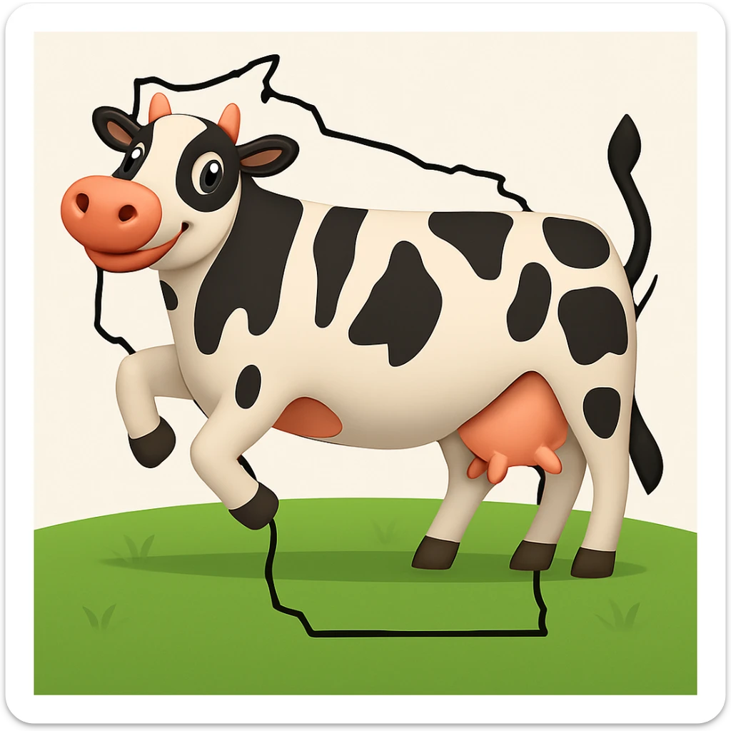 Add the outline of the state of Wisconsin in the background behind the cow and grass field sticker