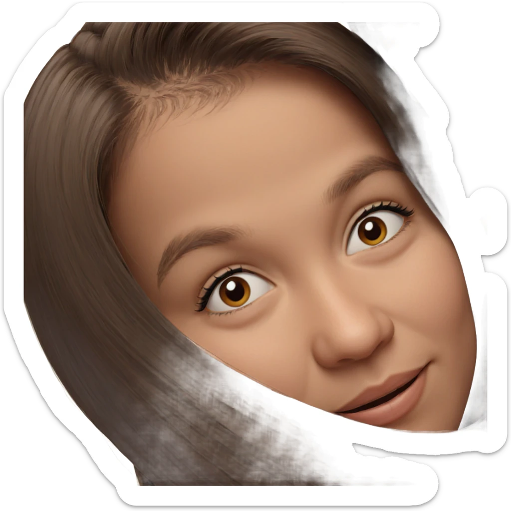 smiling girl portrait with brown hair sticker