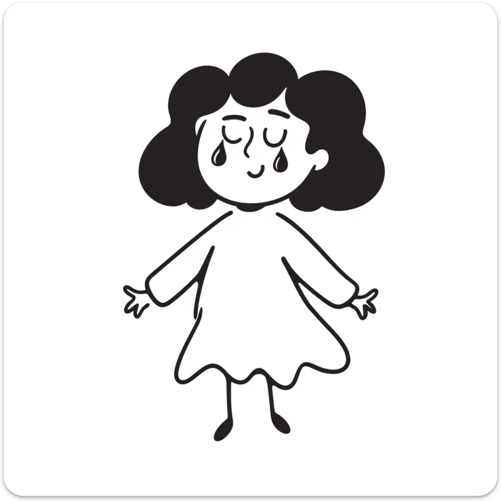 A hand-drawn soul or spirit crying tears, emotional essence sticker