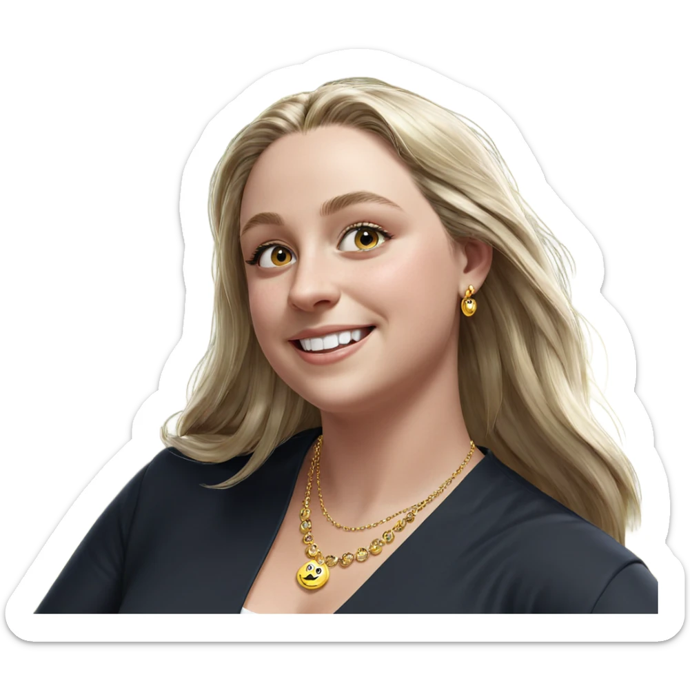 smiling girl with jewelry sticker