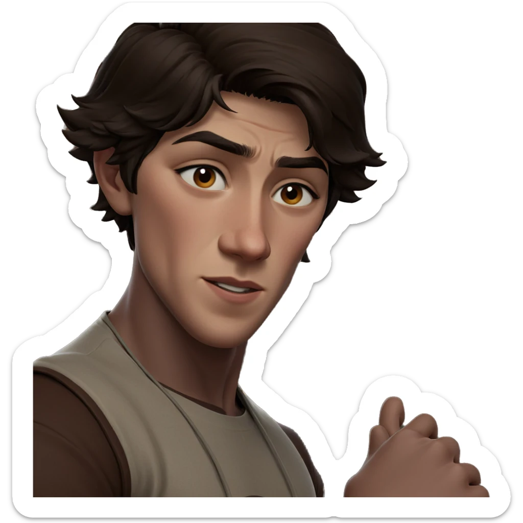 boy with mole and brown eyes sticker