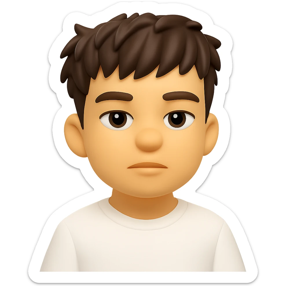 Convert this photo to a 3D emoji style character, keeping the main facial features and hairstyle, with a smooth, rounded, and expressive emoji look. No background. The style should resemble Microsoft style 3D fluent emojis with a smooth and rounded appearance. sticker