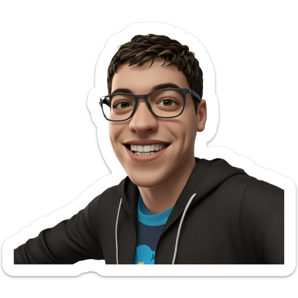 smiling boy under palm tree sticker