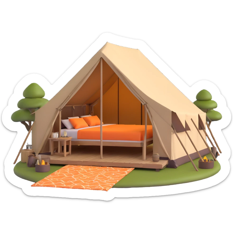 deluxe safari glamping tent with luxury furnishings sticker