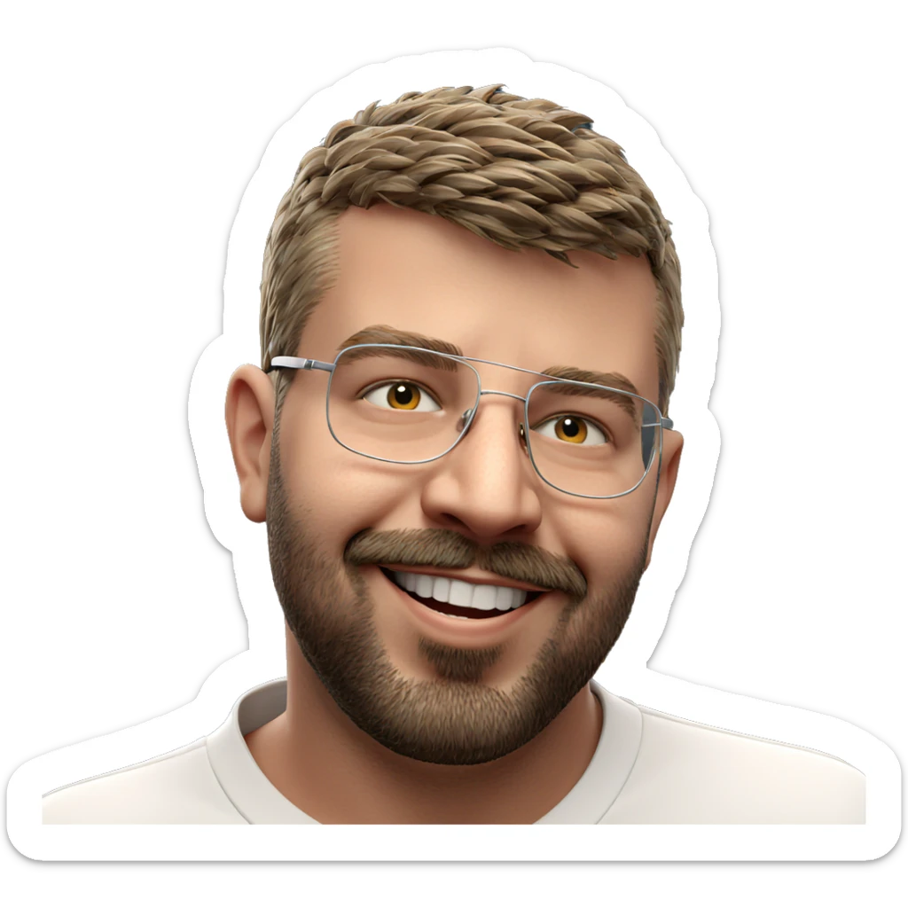 smiling boy in white shirt sticker